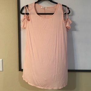 Light Pink Cage Shoulder Top BomBom Cold Shoulder